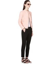 Marc by Marc Jacobs Coral Pink Leather Karlie Bomber Jacket