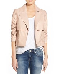 Halogen Crop Leather Jacket Size X Large Pink