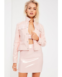 Missguided Galore Pink Patent Faux Leather Jacket