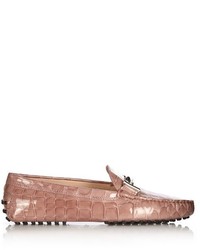 Tod's Gommini Crocodile Effect Leather Loafers