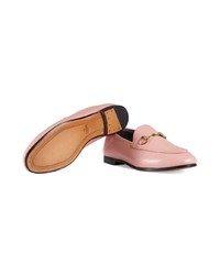 Gucci Pink Brixton Leather Loafers