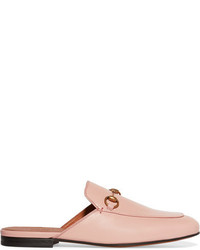 Gucci Princetown Horsebit Detailed Leather Slippers Blush