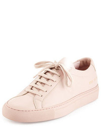 Pink Leather Low Top Sneakers