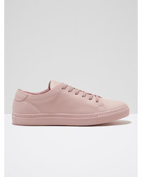 Frank and Oak Park Leather Low Top Sneakers In Dusty Pink