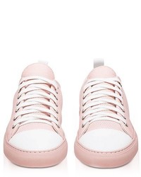YLATI Sorrento Pink Perforated Leather Low Top Sneakers
