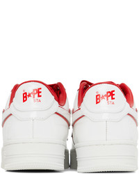 BAPE White Red Patent Leather Sneakers