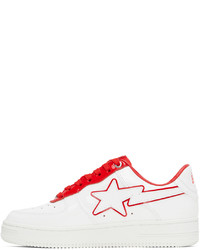 BAPE White Red Patent Leather Sneakers