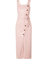 Pink Leather Midi Dress