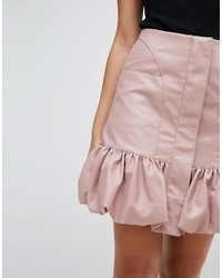 Asos Bubble Hem Mini Skirt In Leather Look