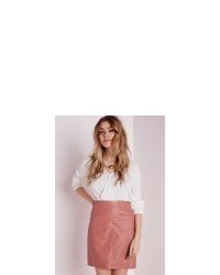 Missguided Faux Leather Mini Skirt Pink