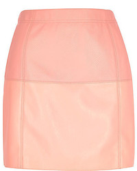 River Island Pink Leather Look Pelmet Skirt