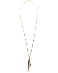 Chan Luu 18k Gold Plated Sterling Silver Necklace W Pink Beads Leather Tassels Necklace