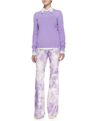 Michael Kors Michl Kors Collection Tie Dye Leather Bell Bottom Pants Wisteria