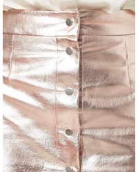 Alexander Lewis Pink Foil Leather Magnesia Skirt