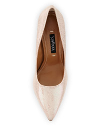 Kay Unger Aileen Pointed Toe Leather Pump Powder Pink