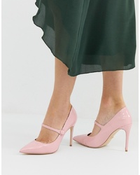 Faith Charlie Pink Patent Mary Jane Court Shoes
