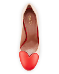 RED Valentino Heart Scalloped Leather Pump Nudered