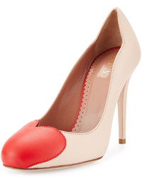 RED Valentino Heart Scalloped Leather Pump Nudered