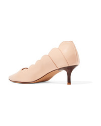Chloé Lauren Scalloped Glossed Leather Pumps