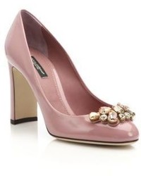 Dolce & Gabbana Patent Leather Crystal Cluster Pumps
