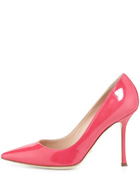 Sergio Rossi Patent Leather Point Toe Pump Bright Pink
