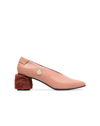 Reike Nen Pink Curved 60 Leather And Faux Fur Pumps