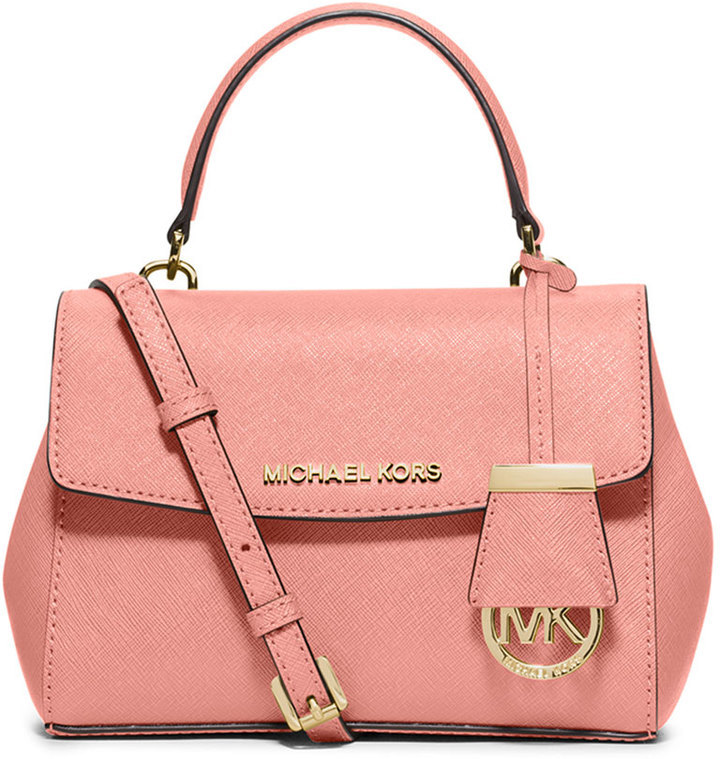 Michael Kors Ava Medium Satchel Handbag Purse Saffiano Leather