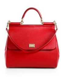 Dolce & Gabbana Sicily Large Textured Leather Top Handle Satchel