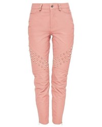 Pink Leather Skinny Pants