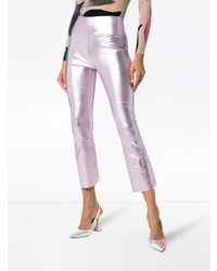 Sprwmn Metallic Flared Leather Leggings