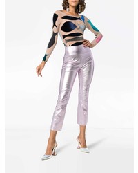 Sprwmn Metallic Flared Leather Leggings