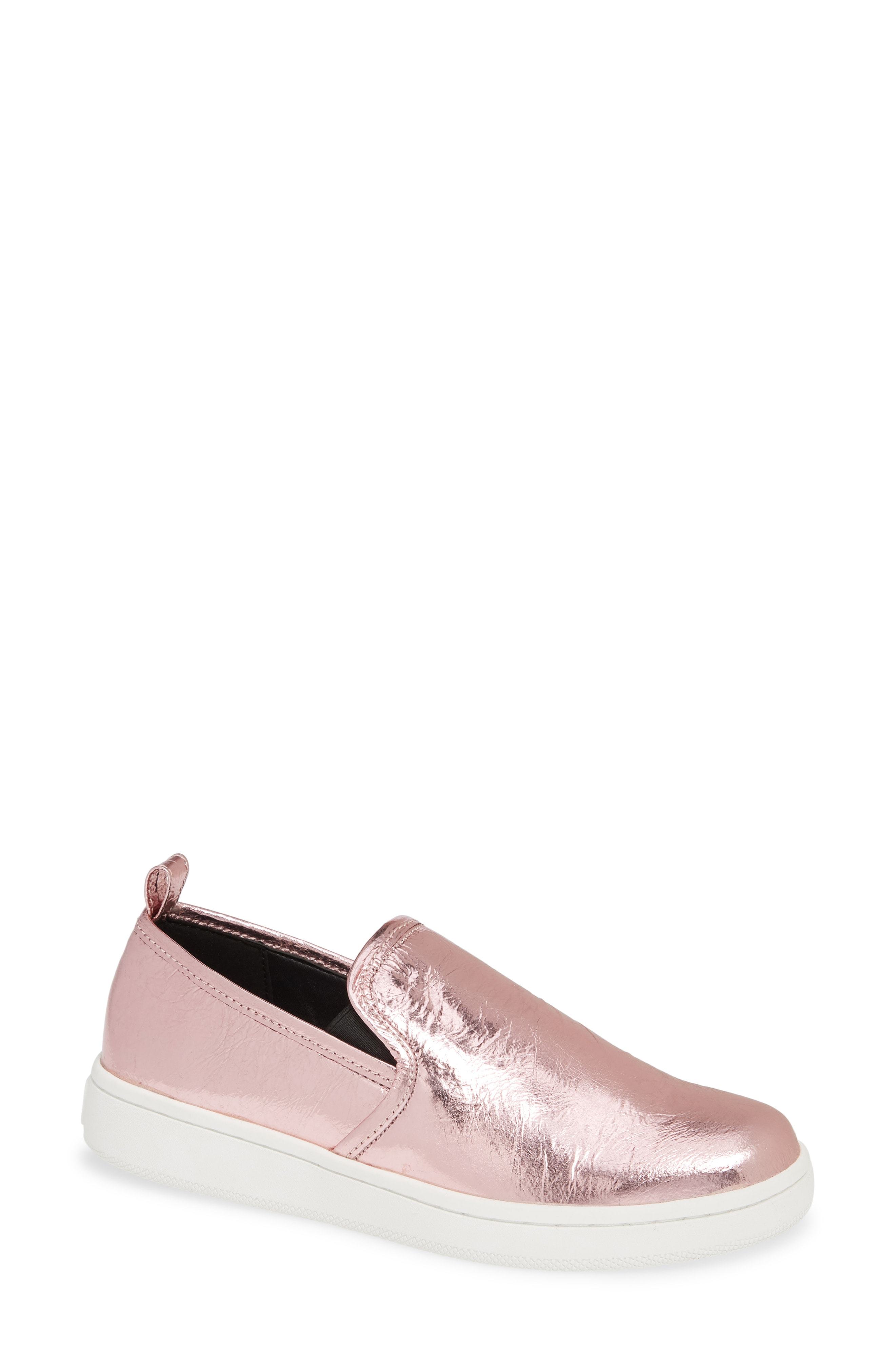 pink leather slip on sneakers