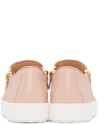 Giuseppe Zanotti Pink Croc Embossed London Slip On Sneakers