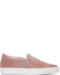 Lanvin Pink Leather Slip On Sneakers
