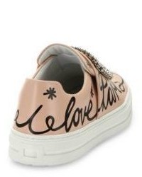 Roger Vivier Sneaky Viv Love Paris Leather Slip On Sneakers