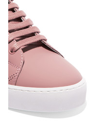 Burberry Metallic Trimmed Perforated Leather Sneakers Antique Rose