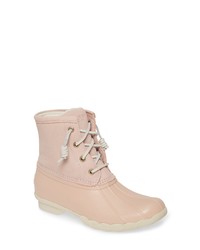 Pink Leather Snow Boots
