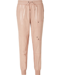 Pink Leather Sweatpants