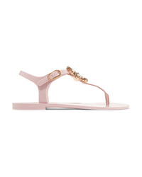 Dolce & Gabbana Crystal Embellished Rubber And Patent Leather Sandals
