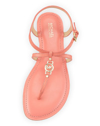 MICHAEL Michael Kors Michl Michl Kors Bethany Leather Flat Thong Sandal Pink Grapefruit