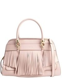 Tod's Angel And Pink Leather Fringed Small Handbag