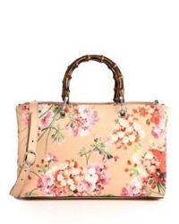 Gucci Bamboo Shopper Blooms Leather Tote