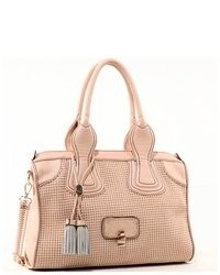Isabelle Classic Faux Leather Shoulder Bag Handbag With Textured Front Tassel