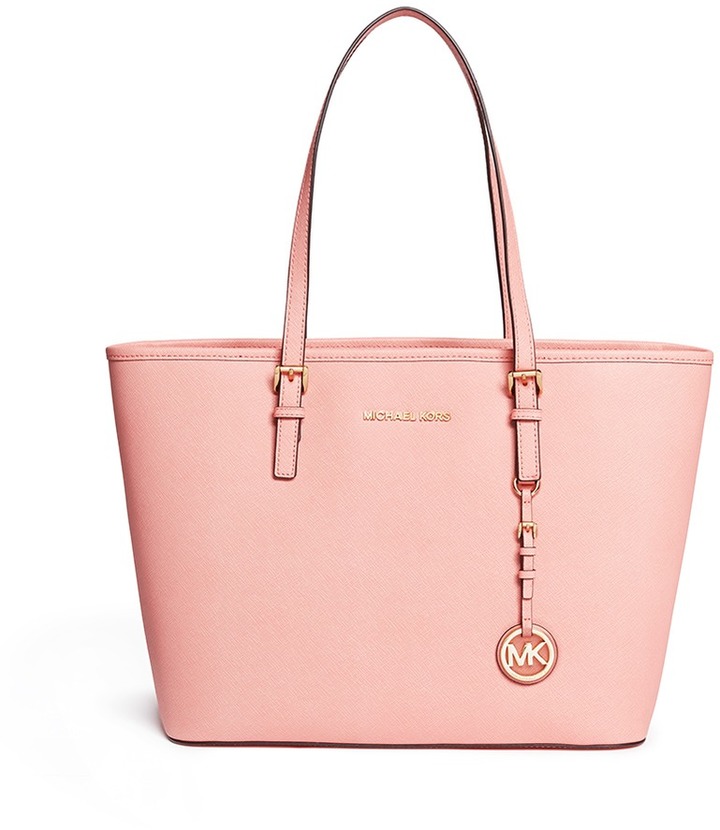 tan and pink michael kors purse