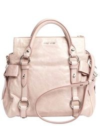Miu Miu Petal Pink Leather Small Convertible Top Handle Bag