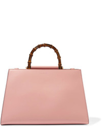 Gucci Nympha Bamboo Large Two Tone Leather Tote Pink