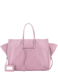Balenciaga Papier A4 Side Zip Leather Tote Bag Lavender Pink
