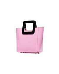 Staud Pink And Black Shirley Mini Patent Leather Tote Bag