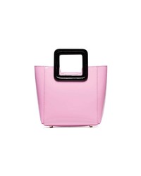 Staud Pink And Black Shirley Mini Patent Leather Tote Bag