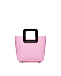 Staud Pink And Black Shirley Mini Patent Leather Tote Bag
